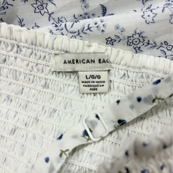 American Eagle AE Lace Inset Mini Dress Blue White Patchwork Womens Size Large - Picture 14 of 15